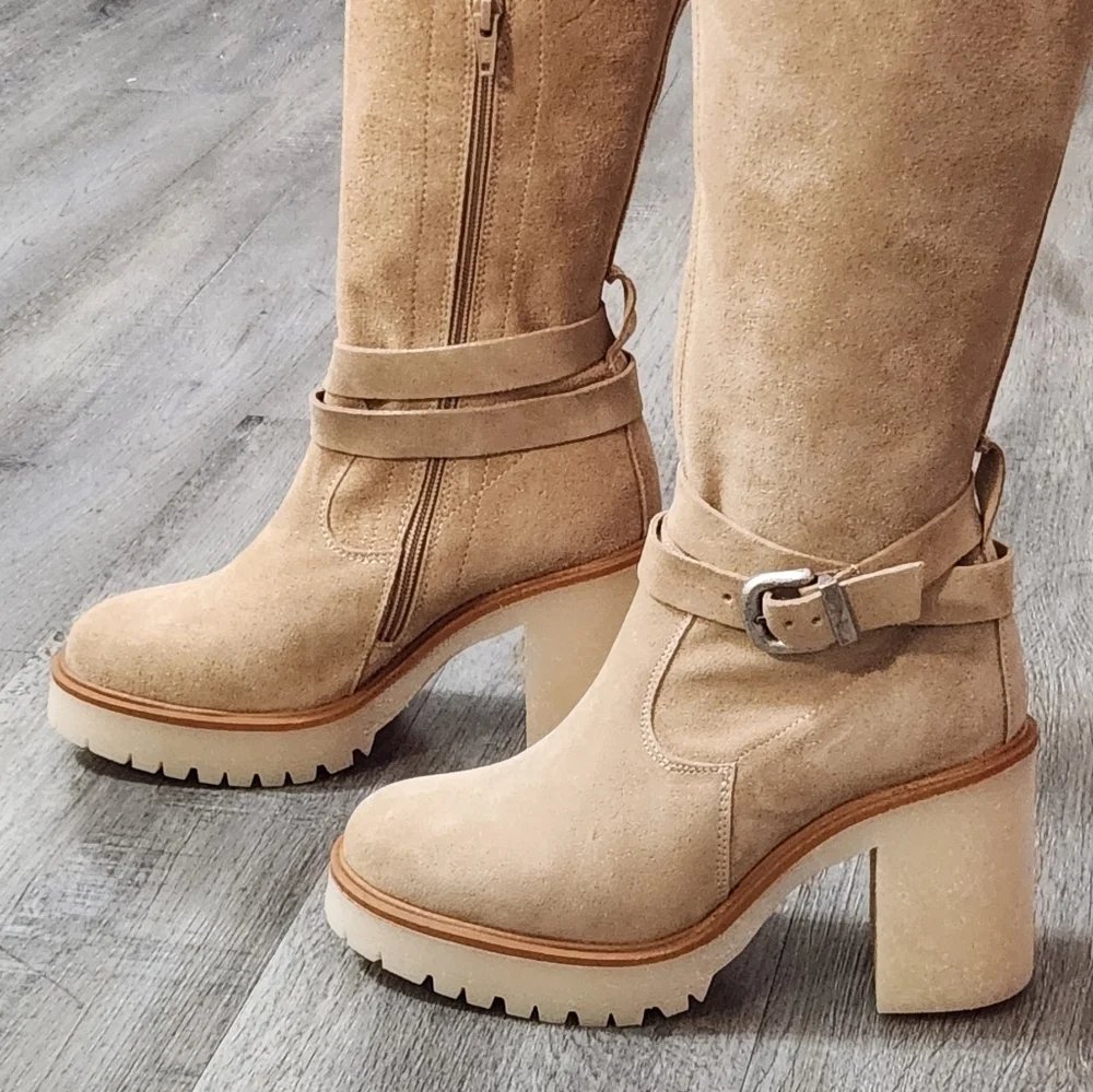 Free People Jasper Leather Platform‎ Over The Knee Tall  Boots